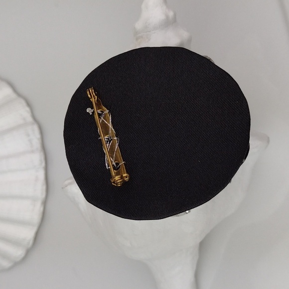 Whimsically Edgy Black Artisan Silver Tone Black & Clear Buttons & Beads  Brooch - Picture 4 of 9